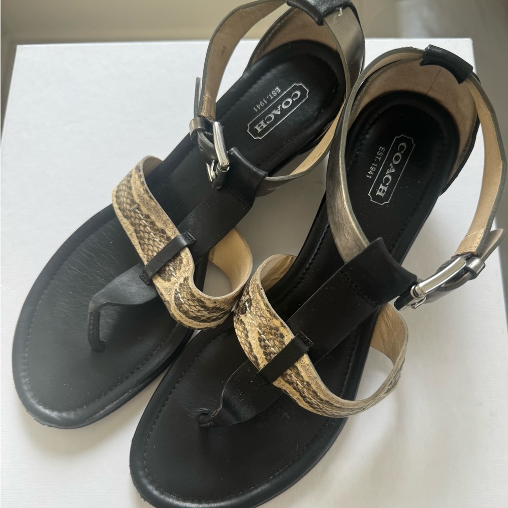 Coach Black Thong Sandals with Chic Design - Used